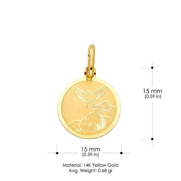 14K Gold Religious Baptism Charm Pendant