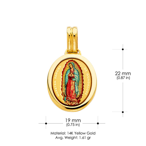 14K Gold Religious Milagrosa Charm Pendant