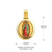 14K Gold Religious Milagrosa Charm Pendant with 1.2mm Box Chain Necklace