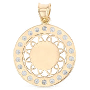 14K Gold Religious Holy Saint Spirit CZ Charm Pendant