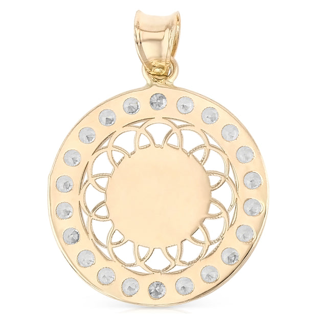 14K Gold Religious Holy Saint Spirit CZ Charm Pendant