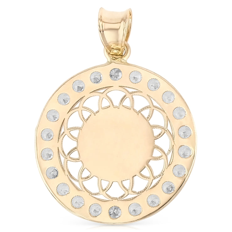 14K Gold Religious Holy Saint Spirit CZ Charm Pendant