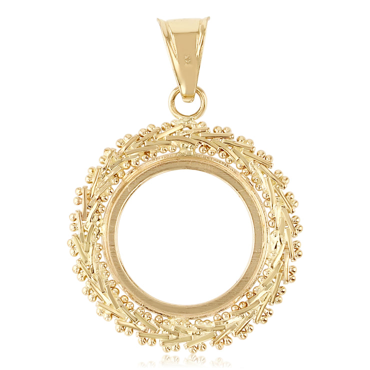 14K Gold 2 Pesos Coin Bola Charm Pendant