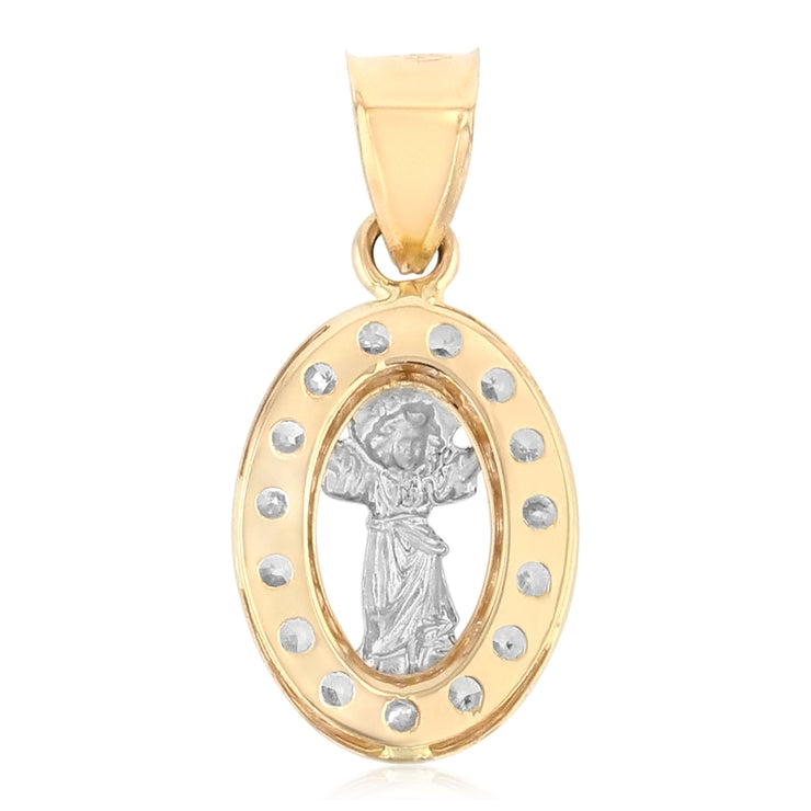 14K Gold Divine Infant Jesus CZ Religious Pendant