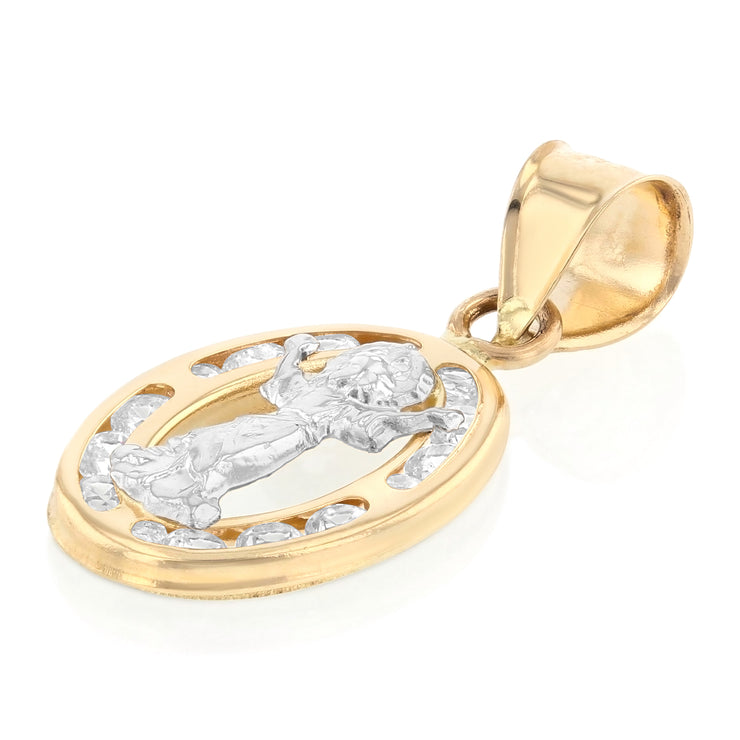 14K Gold Divine Infant Jesus CZ Religious Pendant