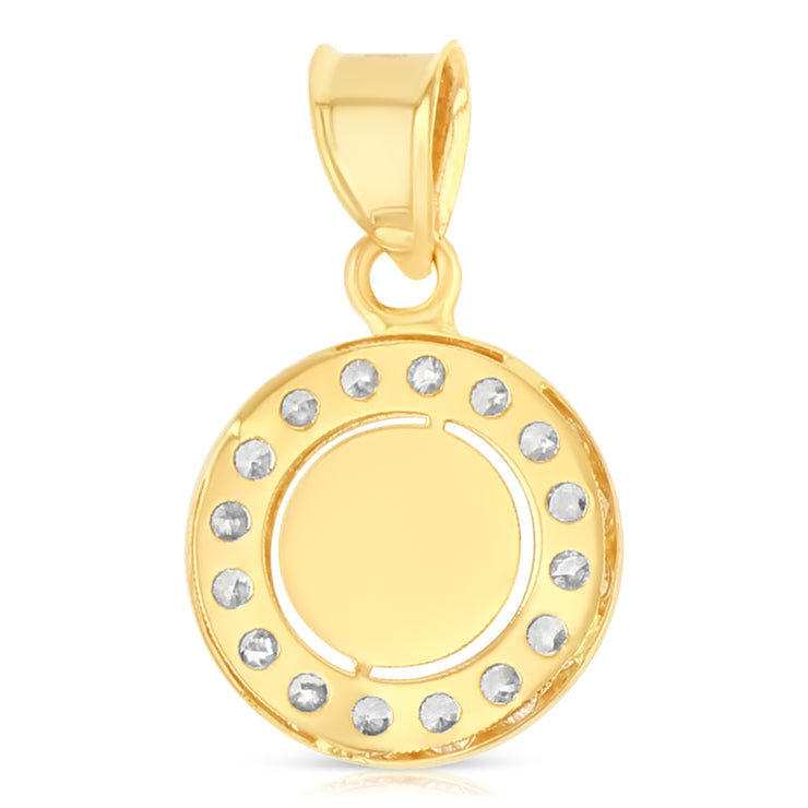 14K Gold CZ Evil Eye Charm Pendant