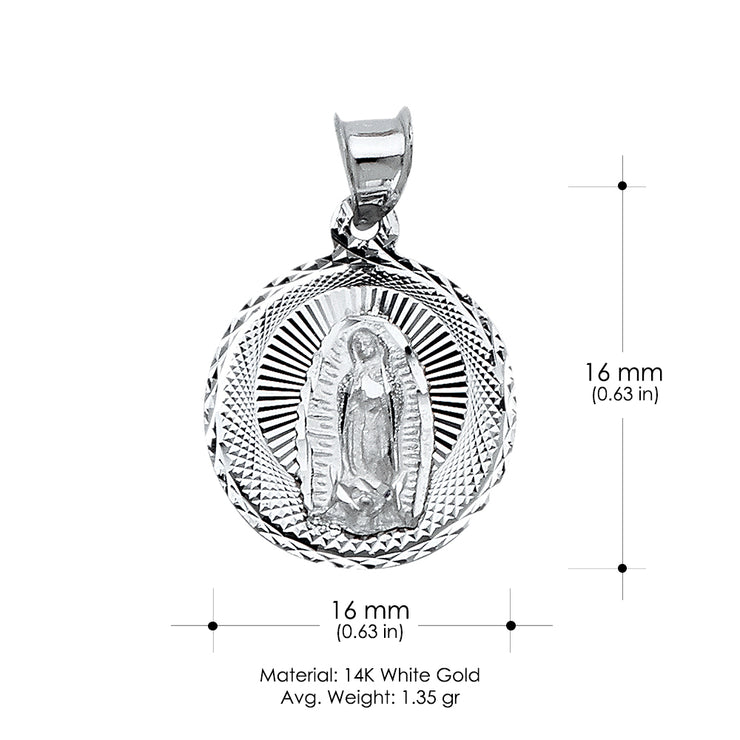 14K Gold Religious Guadalupe Charm Pendant