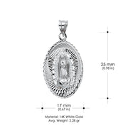 14K Gold Religious Guadalupe Charm Pendant