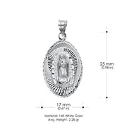 14K Gold Religious Guadalupe Charm Pendant