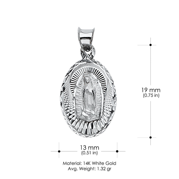 14K Gold Religious Guadalupe Charm Pendant