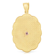 14K Gold Guadalupe Charm Pendant with 4.2mm Hollow Cuban Chain Necklace