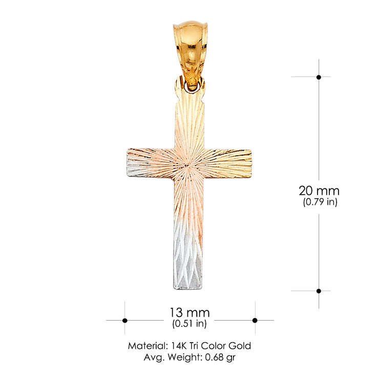 14K Gold Religious Cross Stamp Charm Pendant