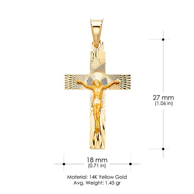 14K Gold Religious Crucifix Stamp Charm Pendant