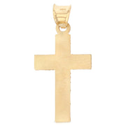 14K Gold Religious Cross Stamp Charm Pendant with 0.8mm Box Chain Necklace