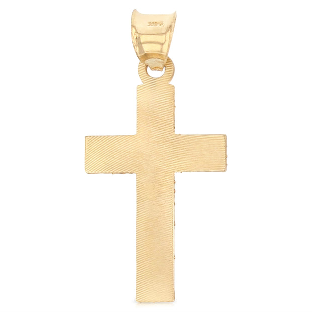 14K Gold Religious Cross Stamp Charm Pendant