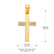 14K Gold Religious Cross Stamp Charm Pendant with 0.8mm Box Chain Necklace