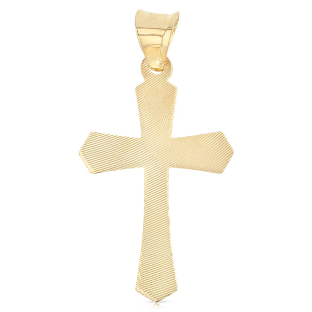 14K Gold Religious Cross Stamp Charm Pendant