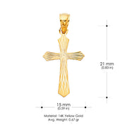 14K Gold Religious Cross Stamp Charm Pendant with 0.8mm Box Chain Necklace