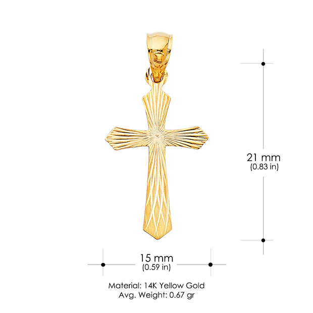 14K Gold Religious Cross Stamp Charm Pendant