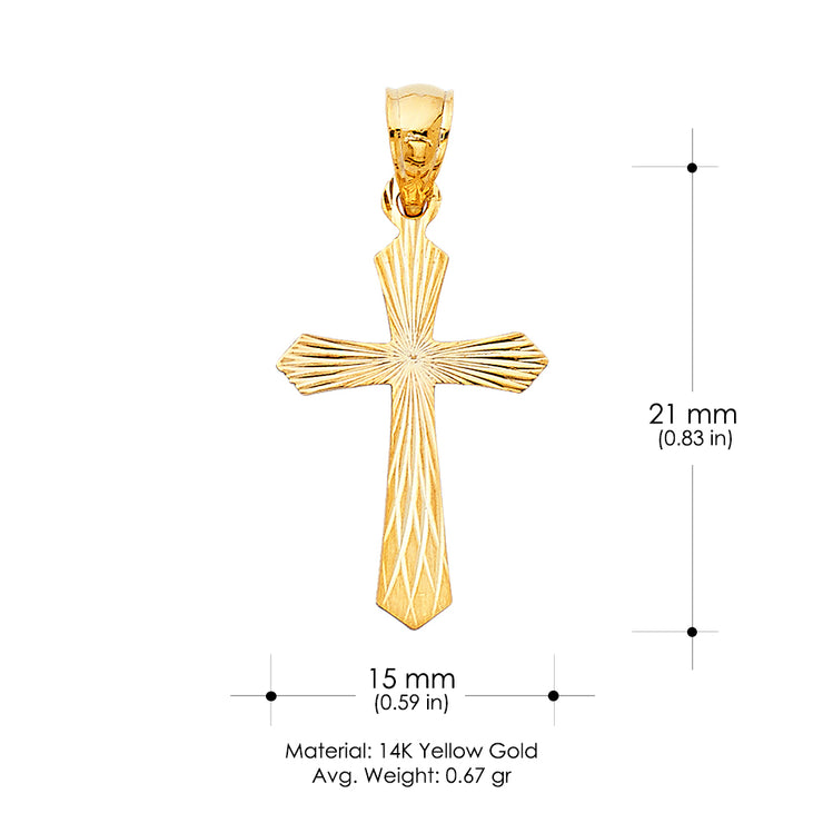 14K Gold Religious Cross Stamp Charm Pendant