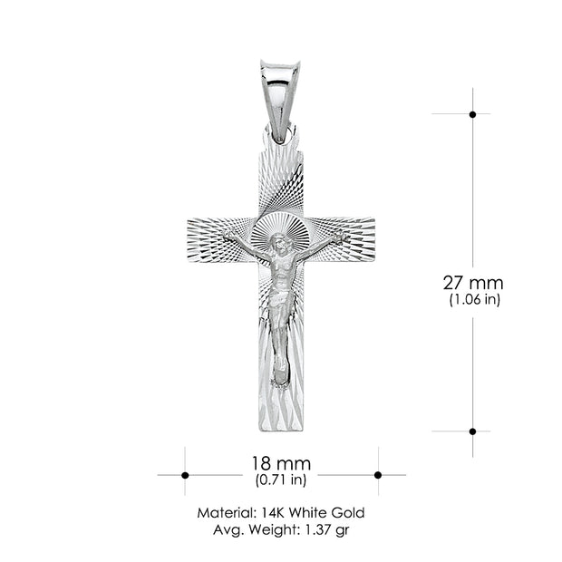 14K Gold Religious Crucifix Stamp Charm Pendant