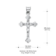 14K Gold Religious Crucifix Stamp Charm Pendant