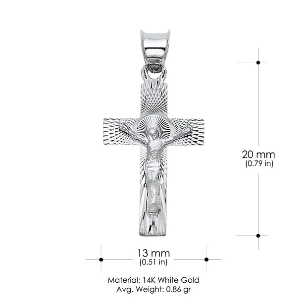 14K Gold Religious Crucifix Stamp Charm Pendant