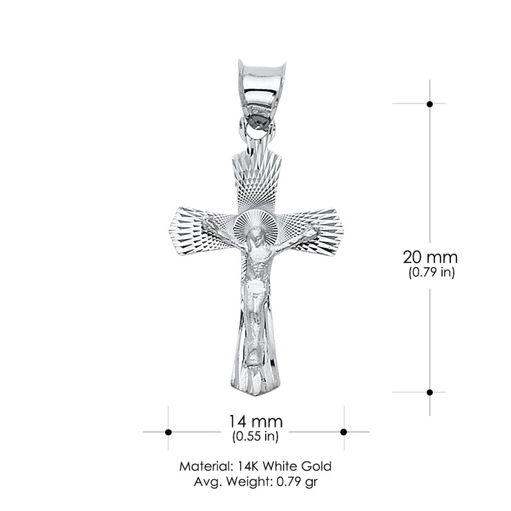 14K Gold Religious Crucifix Stamp Charm Pendant