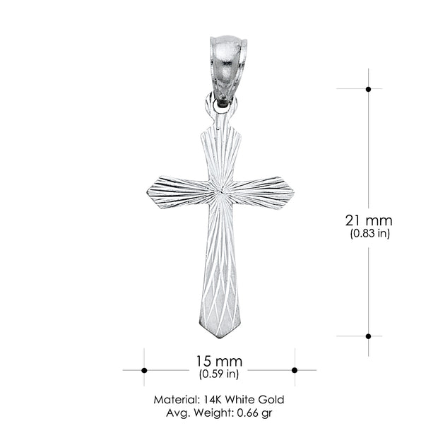 14K Gold Religious Cross Stamp Charm Pendant