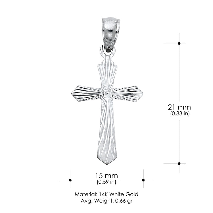 14K Gold Religious Cross Stamp Charm Pendant