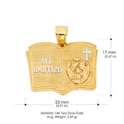 14K Gold Religious Baptism Charm Pendant