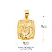 14K Gold Religious Baptism Charm Pendant