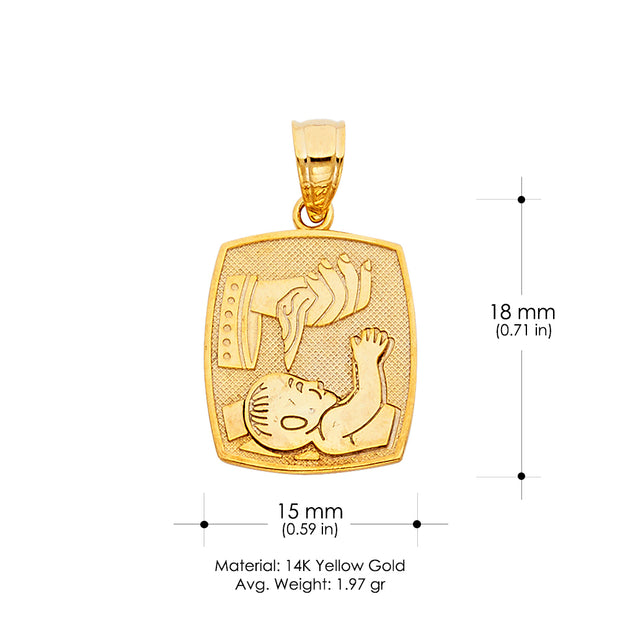 14K Gold Religious Baptism Charm Pendant