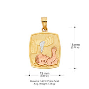 14K Gold Religious Baptism Charm Pendant