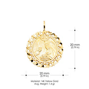 14K Gold Religious Baptism Charm Pendant