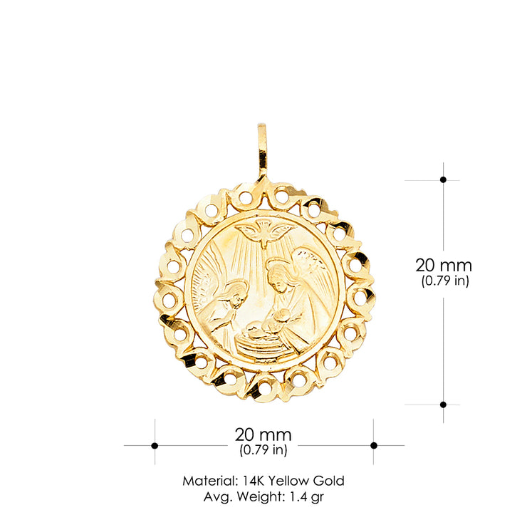 14K Gold Religious Baptism Charm Pendant