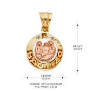 14K Gold Religious Baptism Charm Pendant