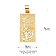 14K Gold Religious Communion Charm Pendant