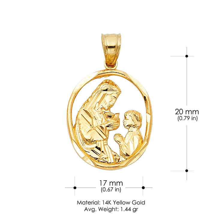 14K Gold Religious Communion Charm Pendant