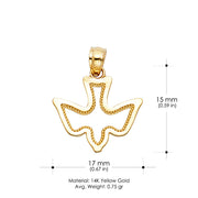 14K Gold Religious Holy Spirit Dove Charm Pendant