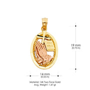 14K Gold Religious Praying Hands Charm Pendant
