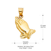 14K Gold Religious Praying Hand Charm Pendant