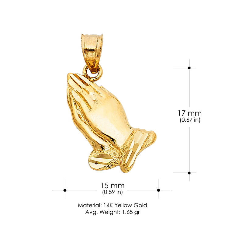 14K Gold Religious Praying Hand Charm Pendant