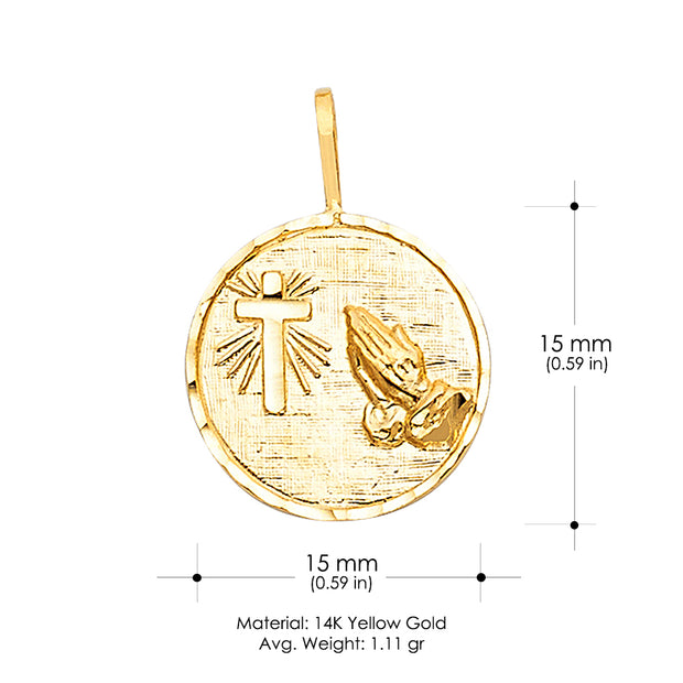 14K Gold Religious Charm Pendant