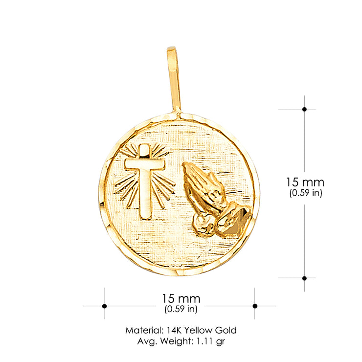 14K Gold Religious Charm Pendant