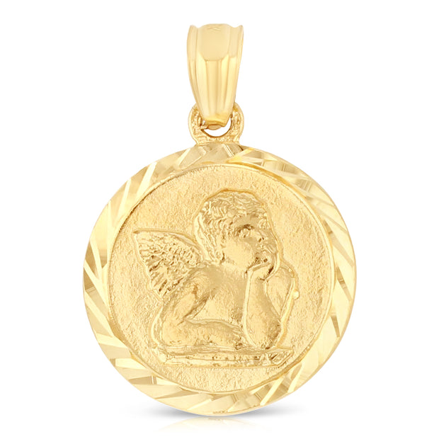14K Gold Religious Angel Charm Pendant
