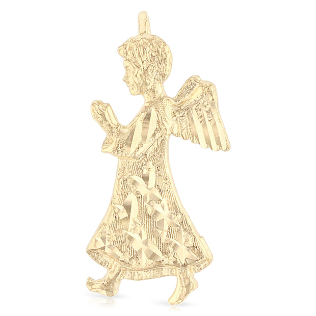14K Gold Religious Angel Charm Pendant