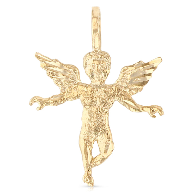 14K Gold Religious Angel Charm Pendant
