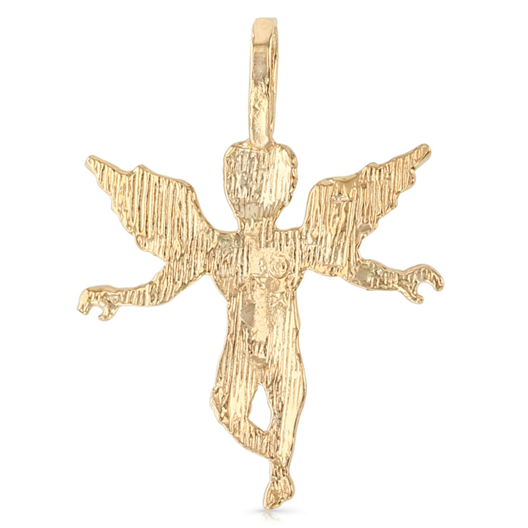14K Gold Religious Angel Charm Pendant