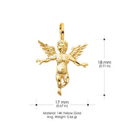 14K Gold Religious Angel Charm Pendant